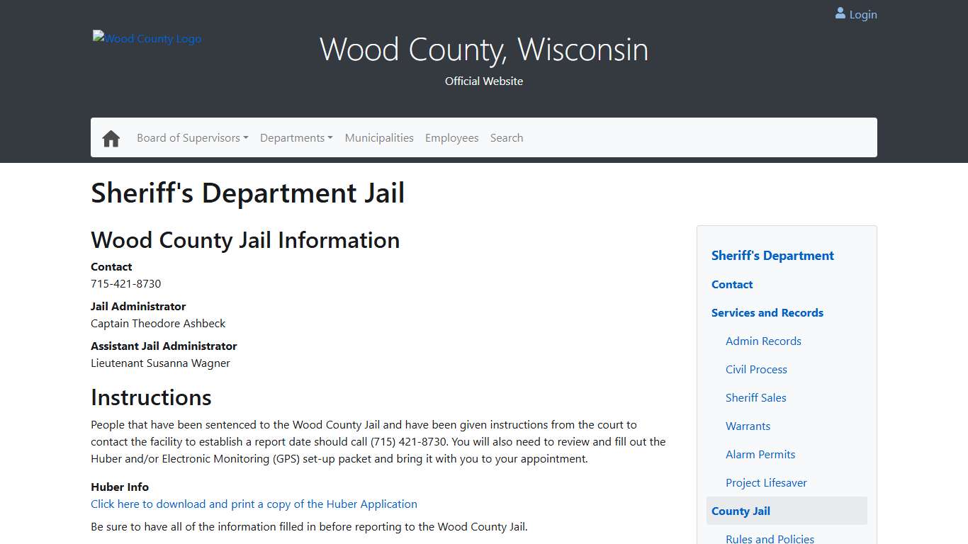 Sheriff's Department Jail - Sheriff's Department - Wood County Wisconsin